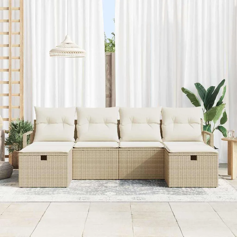 Ensemble de Canapés avec coussin 5 pcs polyrotin - 3