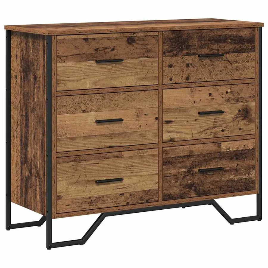 Commode 6-Tiroir Bois ancien 91 x 35,5 x 74,5 cm - 2