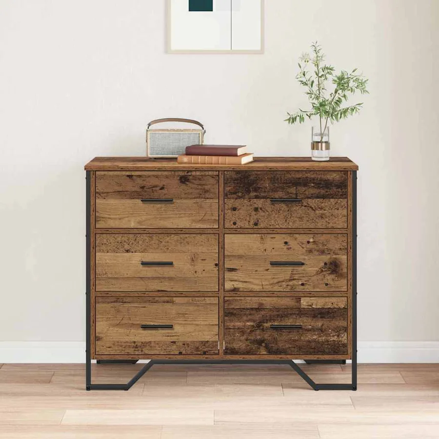 Commode 6-Tiroir Bois ancien 91 x 35,5 x 74,5 cm - 4