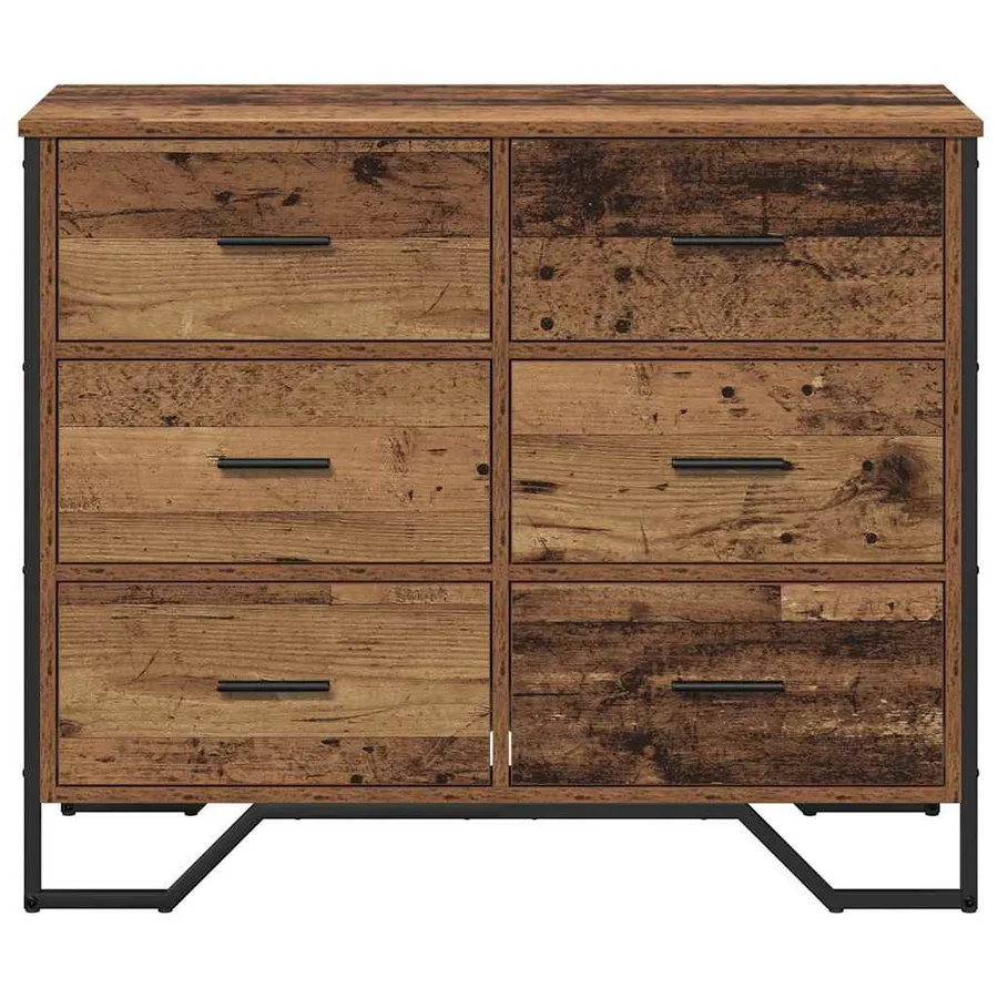 Commode 6-Tiroir Bois ancien 91 x 35,5 x 74,5 cm - 6