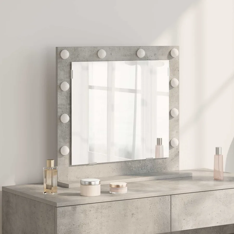 Miroir de vanité Rectangulaire Gris béton 60 x 55 x 18 cm