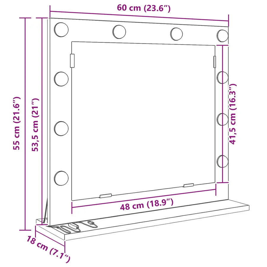 Miroir de vanité Rectangulaire Gris béton 60 x 55 x 18 cm - 11