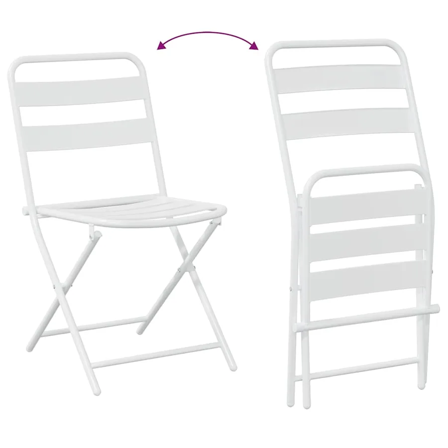 Ensemble bistro de jardin 3 pcs Blanc Acier - 11