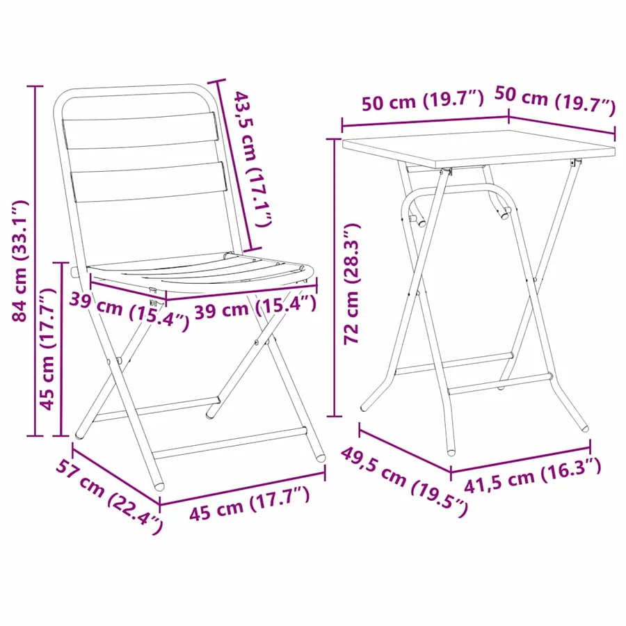 Ensemble bistro de jardin 3 pcs Blanc Acier - 13