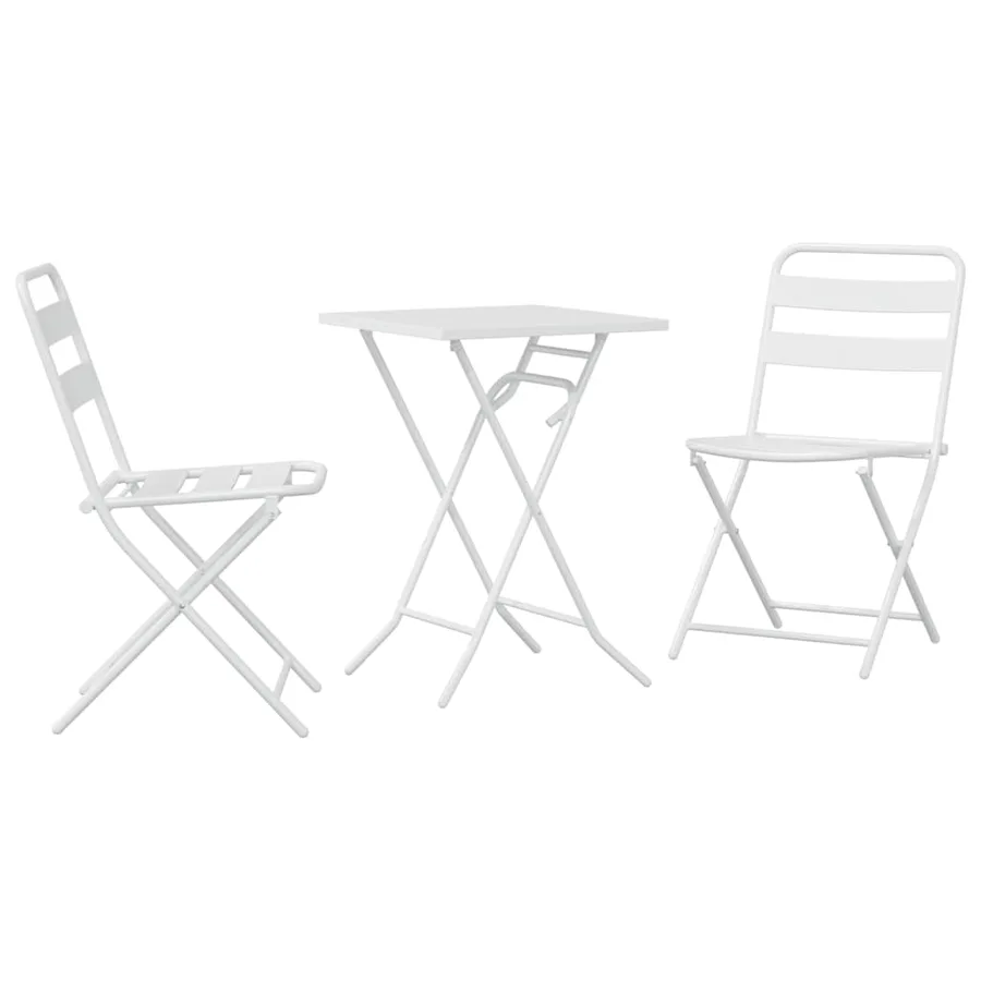 Ensemble bistro de jardin 3 pcs Blanc Acier - 2