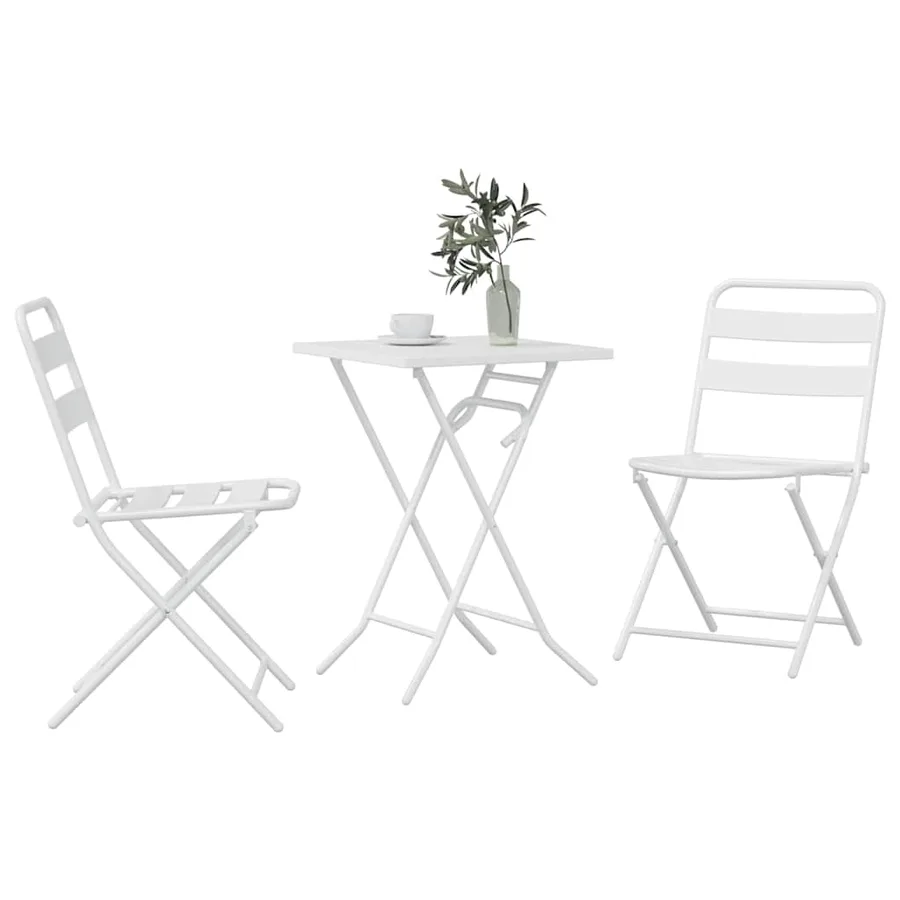 Ensemble bistro de jardin 3 pcs Blanc Acier - 3