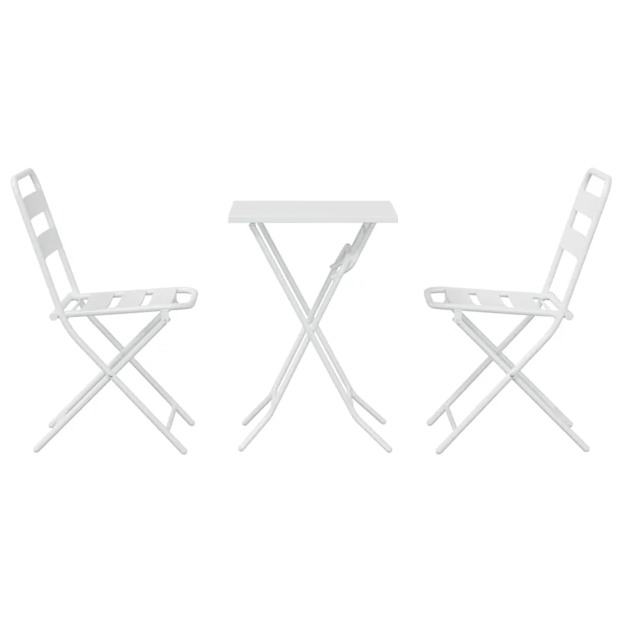 Ensemble bistro de jardin 3 pcs Blanc Acier - 7