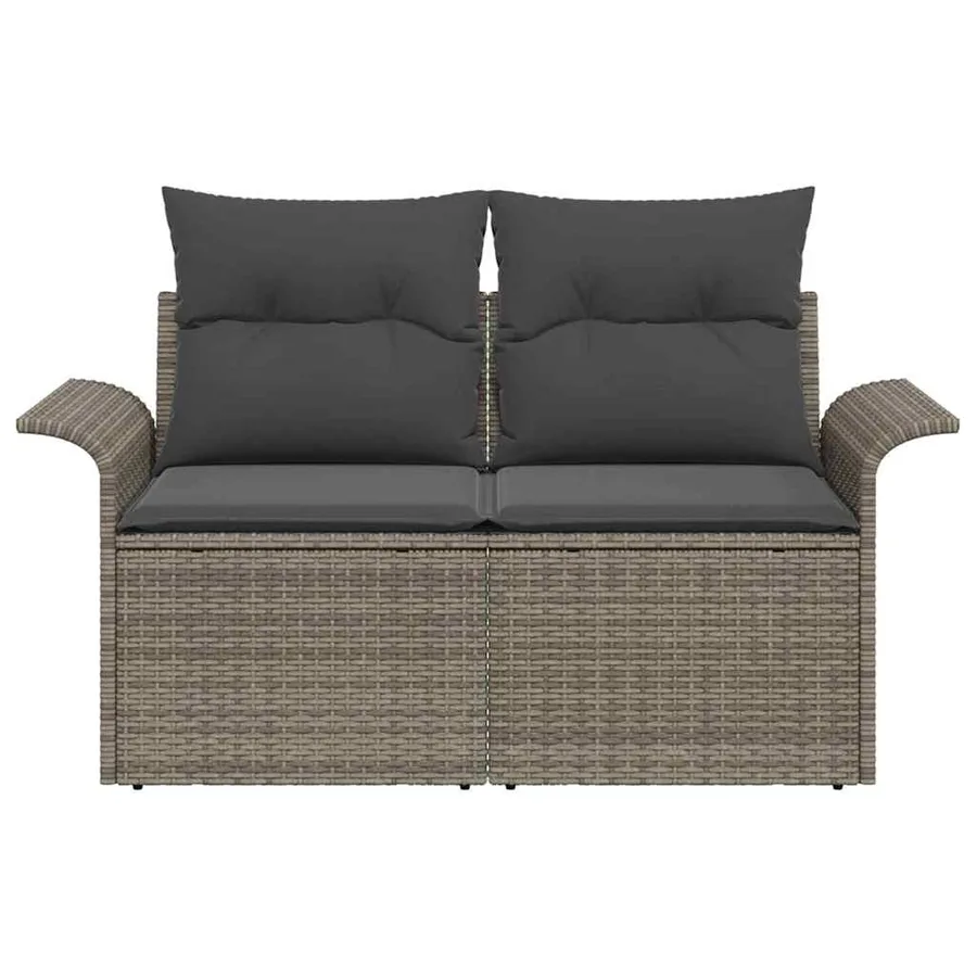 Canapé de jardin avec coussin Gris 141 x 62 x 69 cm polyrotin - 5