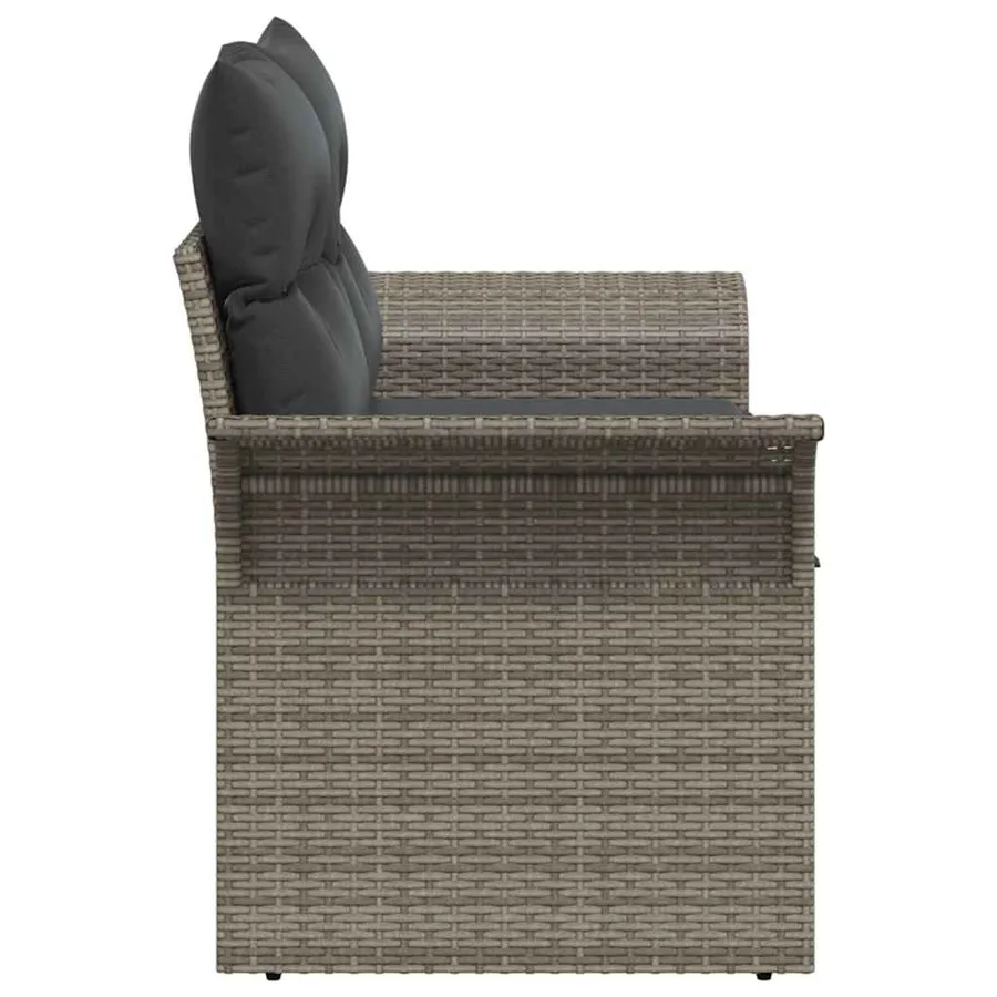 Canapé de jardin avec coussin Gris 141 x 62 x 69 cm polyrotin - 6