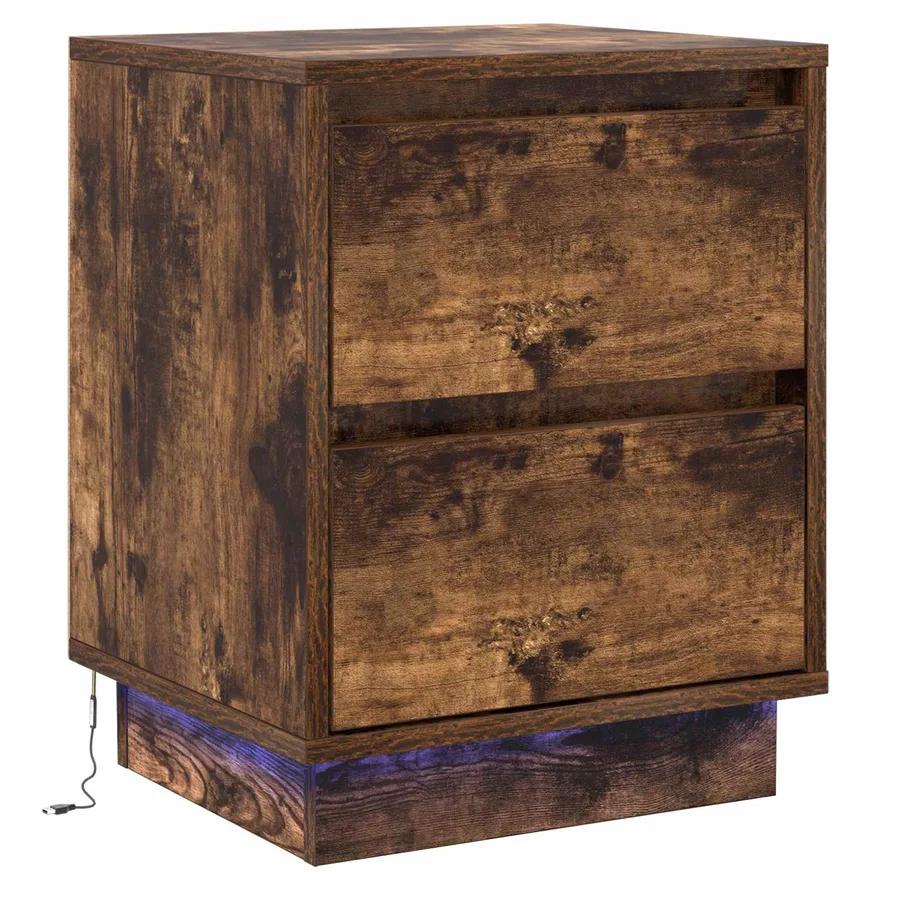 Cabinet de chevet avec tiroir Chêne fumé 39 x 34,5 x 50 cm - 2
