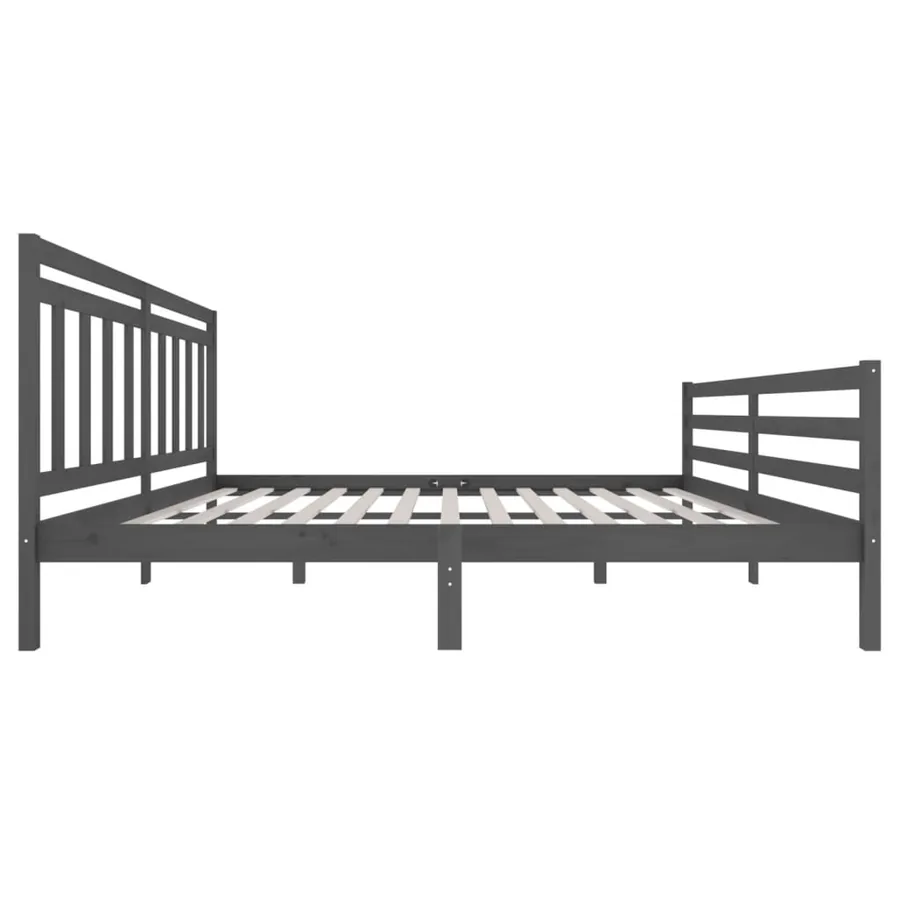 Cadre de lit sans matelas gris bois massif 200x200 cm - 5