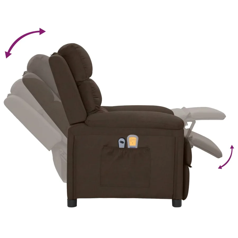 Fauteuil électrique de massage Marron foncé Tissu - 8
