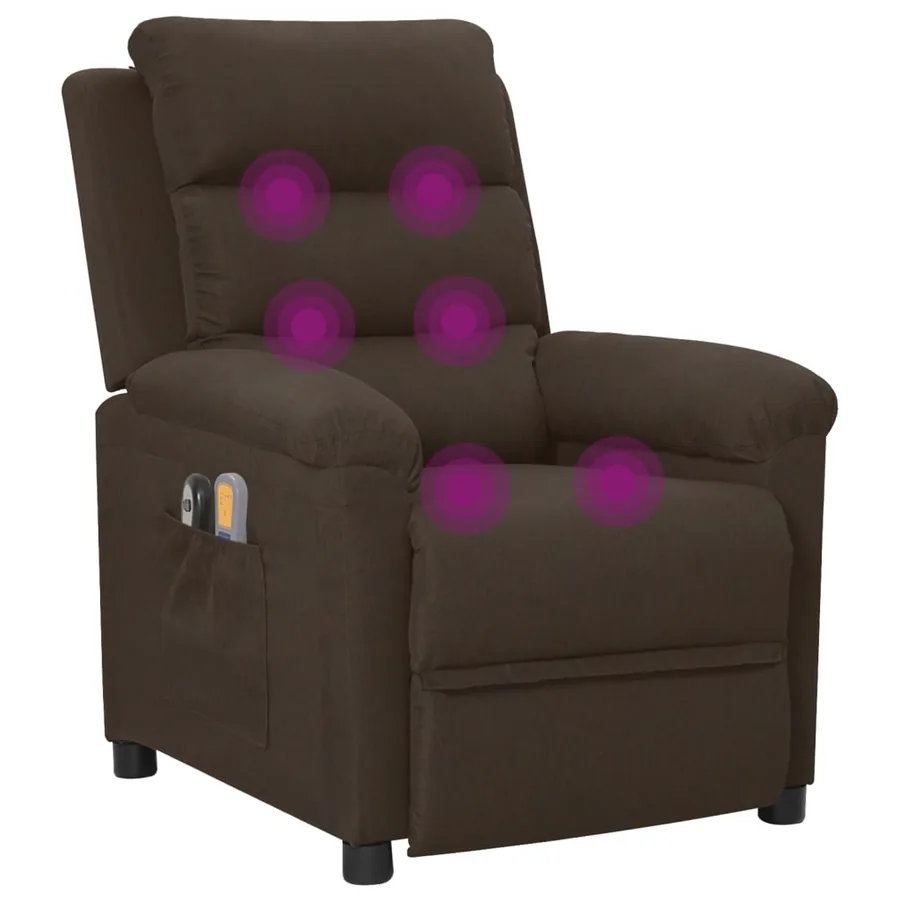 Fauteuil électrique de massage Marron foncé Tissu - 9