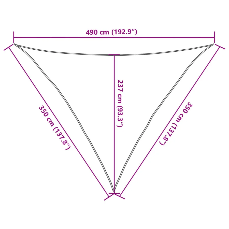 Voile d'ombrage 160 g/m² triangulaire 3,5x3,5x4,9 m PEHD - 10
