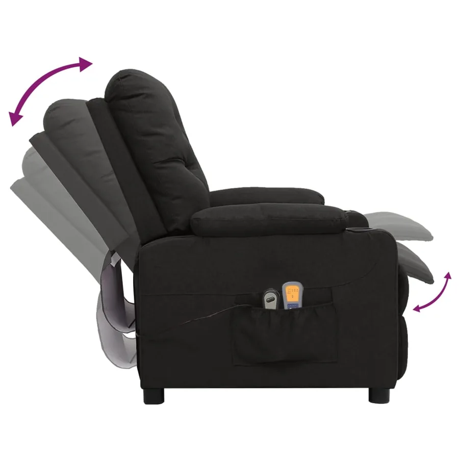 Fauteuil électrique de massage Noir Tissu - 6