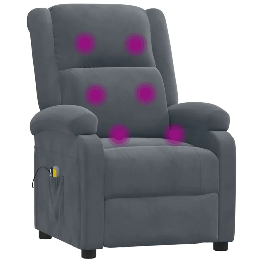 Fauteuil électrique de massage Gris foncé velours - 8