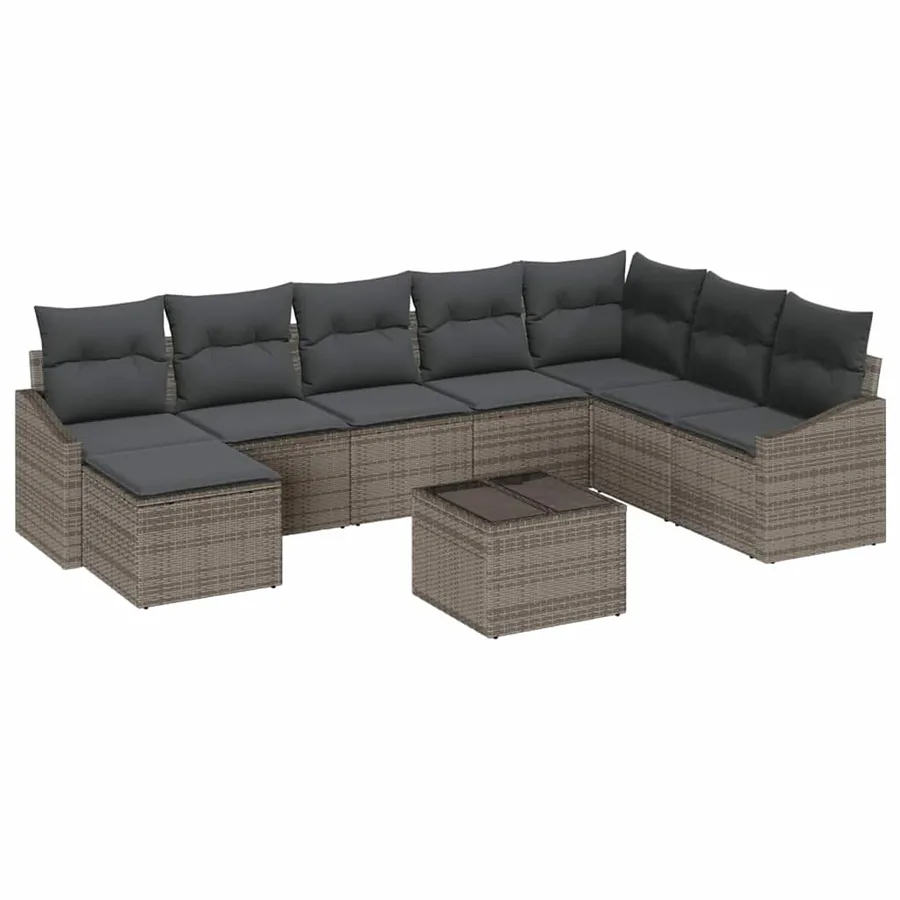 Ensemble de canapé de jardin 8 pcs Gris clair polyrotin - 2
