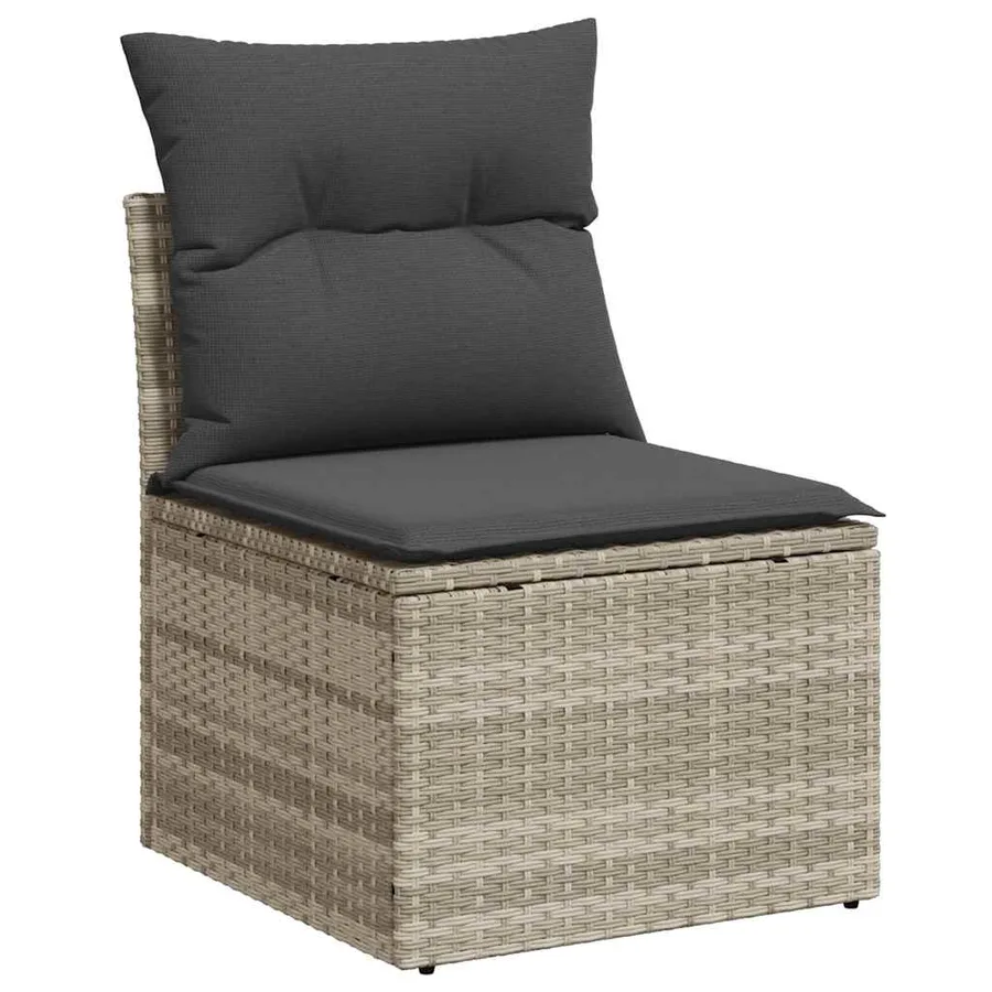 Ensemble de canapé de jardin 9 pcs Gris clair Poly rotin - 5