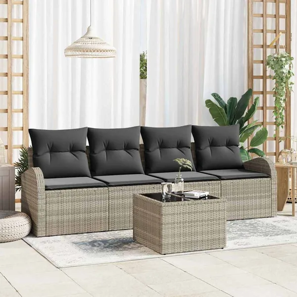 Ensemble de canapé de jardin 5 pcs Gris clair et gris foncé