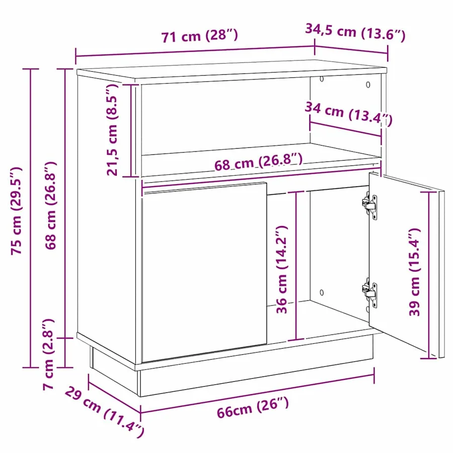 Buffet LED Chêne noir 71 x 34,5 x 75 cm Bois d'ingénierie - 16