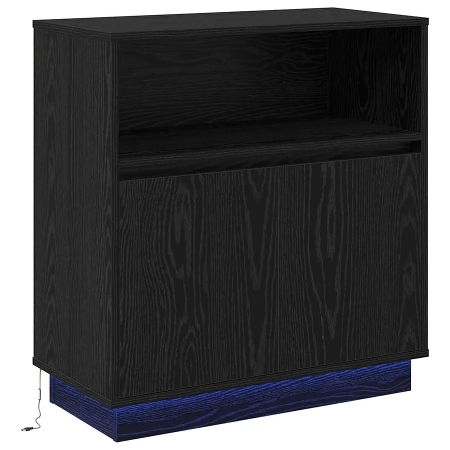 Buffet LED Chêne noir 71 x 34,5 x 75 cm Bois d'ingénierie - 2