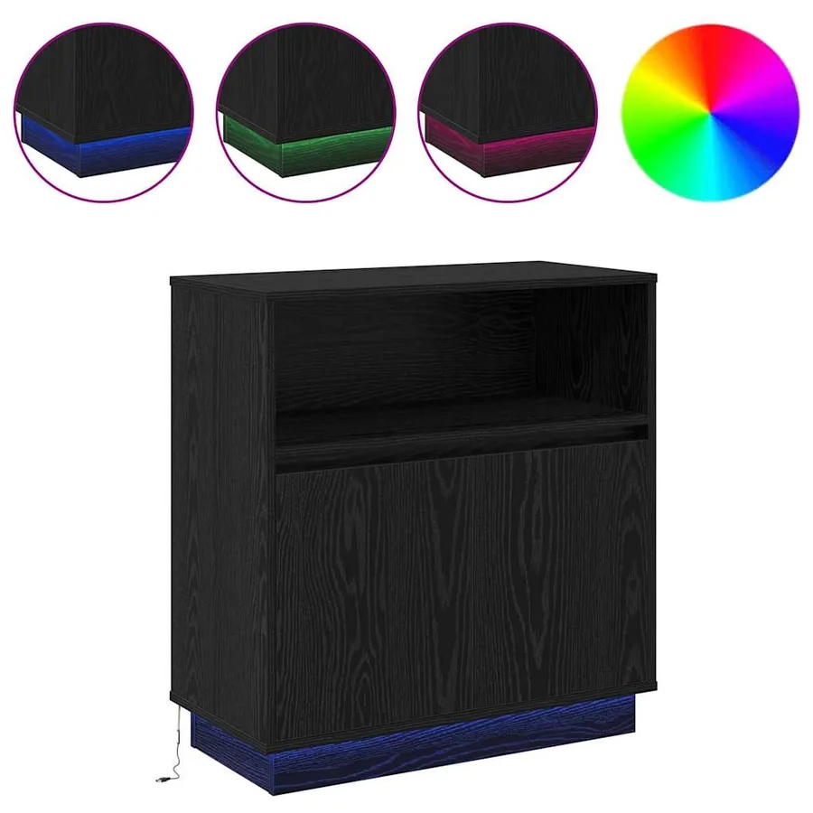 Buffet LED Chêne noir 71 x 34,5 x 75 cm Bois d'ingénierie - 4