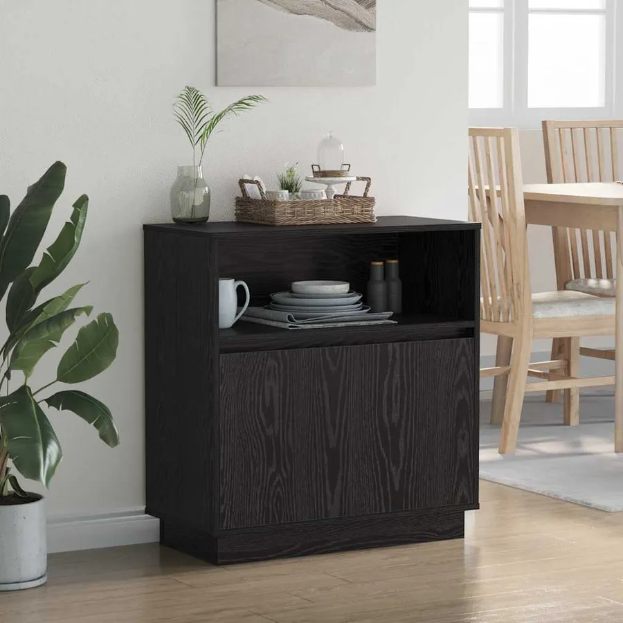 Buffet LED Chêne noir 71 x 34,5 x 75 cm Bois d'ingénierie - 5