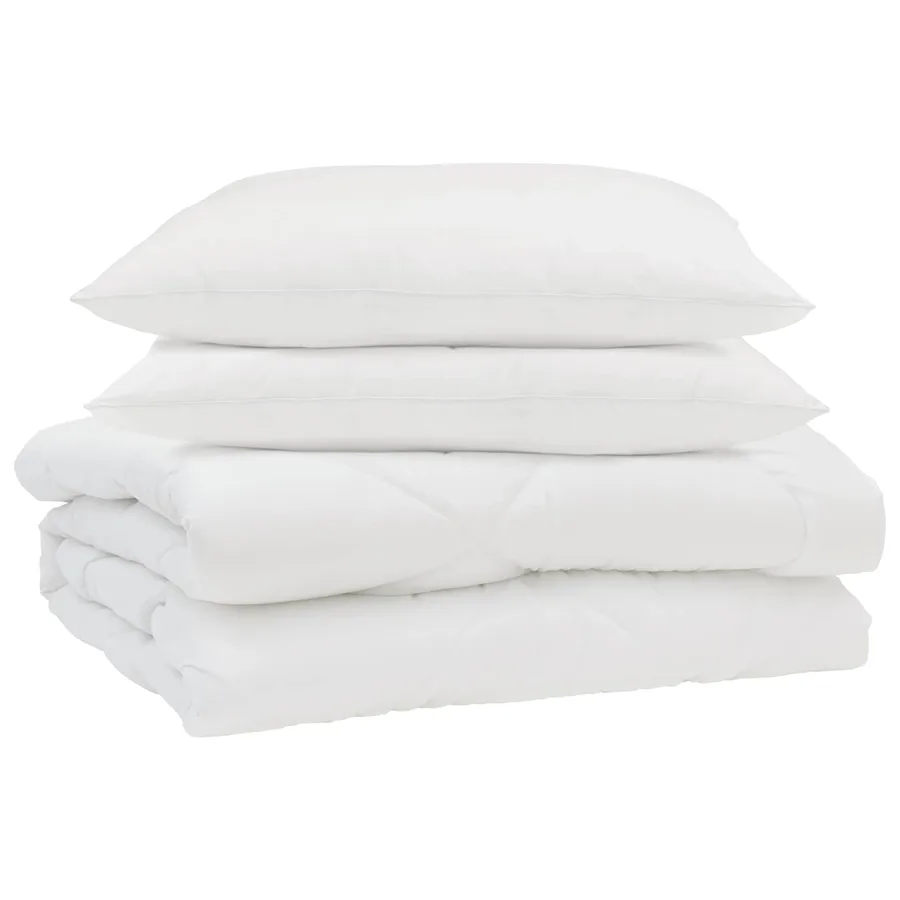 Duvet d'été simple avec oreiller 3 pcs Blanc Microfibre - 2