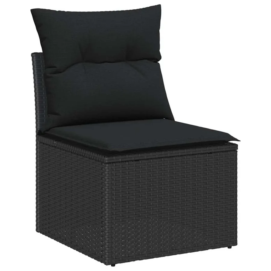 Ensemble de canapé de jardin 7 pcs Noir polyrotin - 5