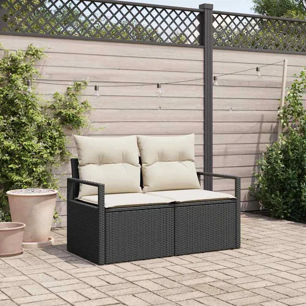 Canapé de jardin avec coussin 120 x 62 x 69 cm polyrotin