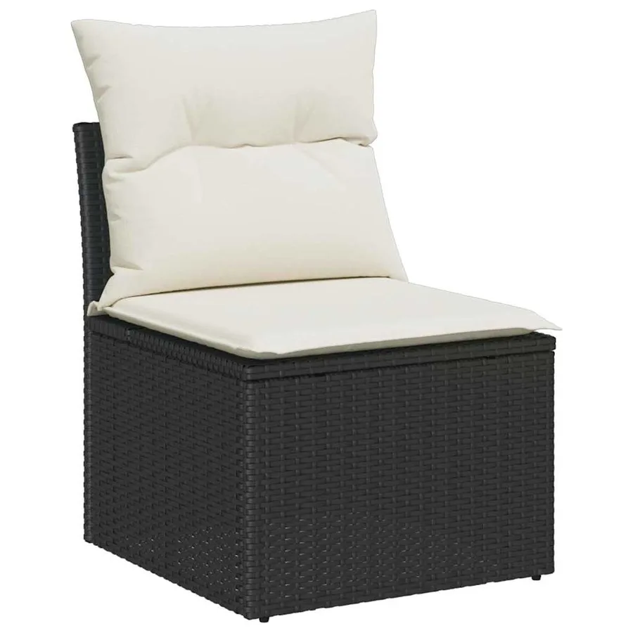 Ensemble de canapé de jardin avec coussin 7 pcs Noir polyrotin - 5