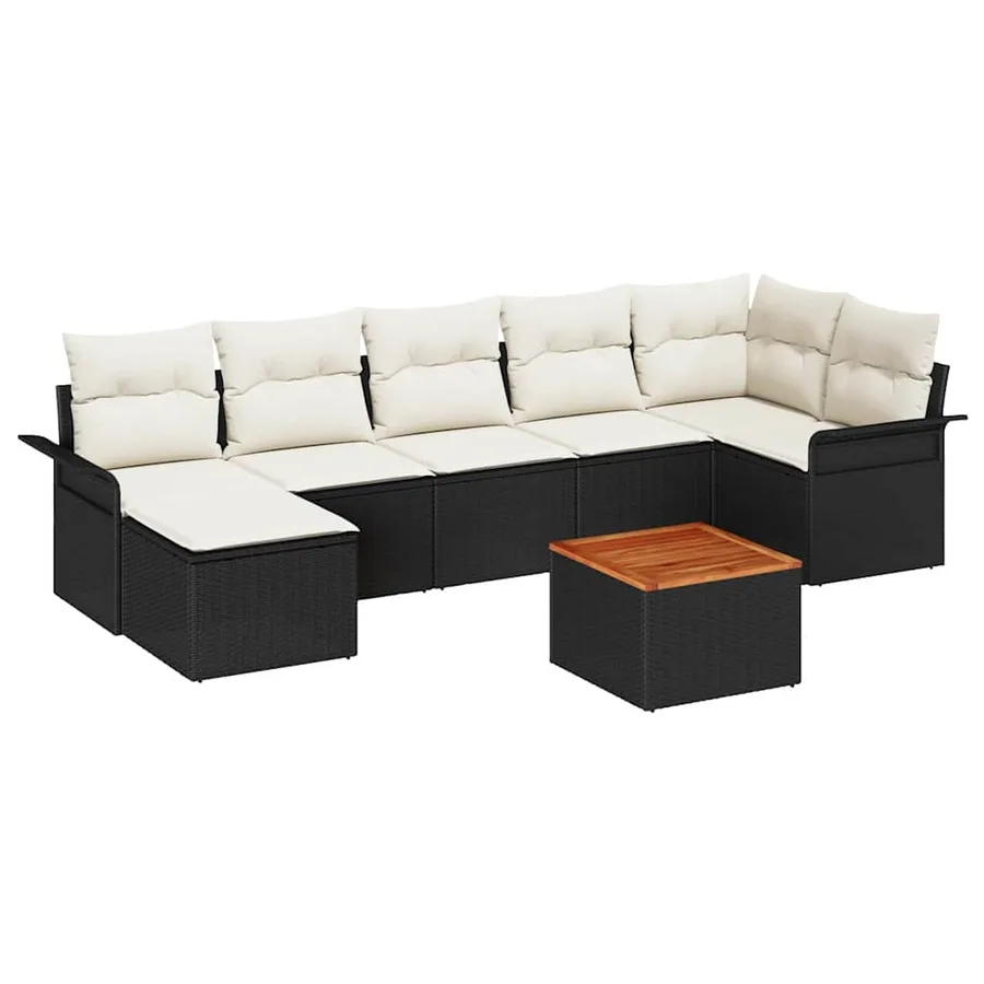 Ensemble de canapé de jardin avec coussin 8 pcs Noir polyrotin - 2