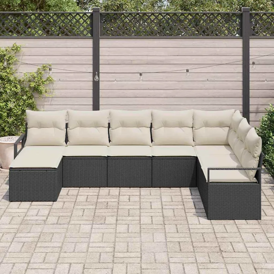 Ensemble de Canapés avec coussin 8 pcs Noir polyrotin - 3