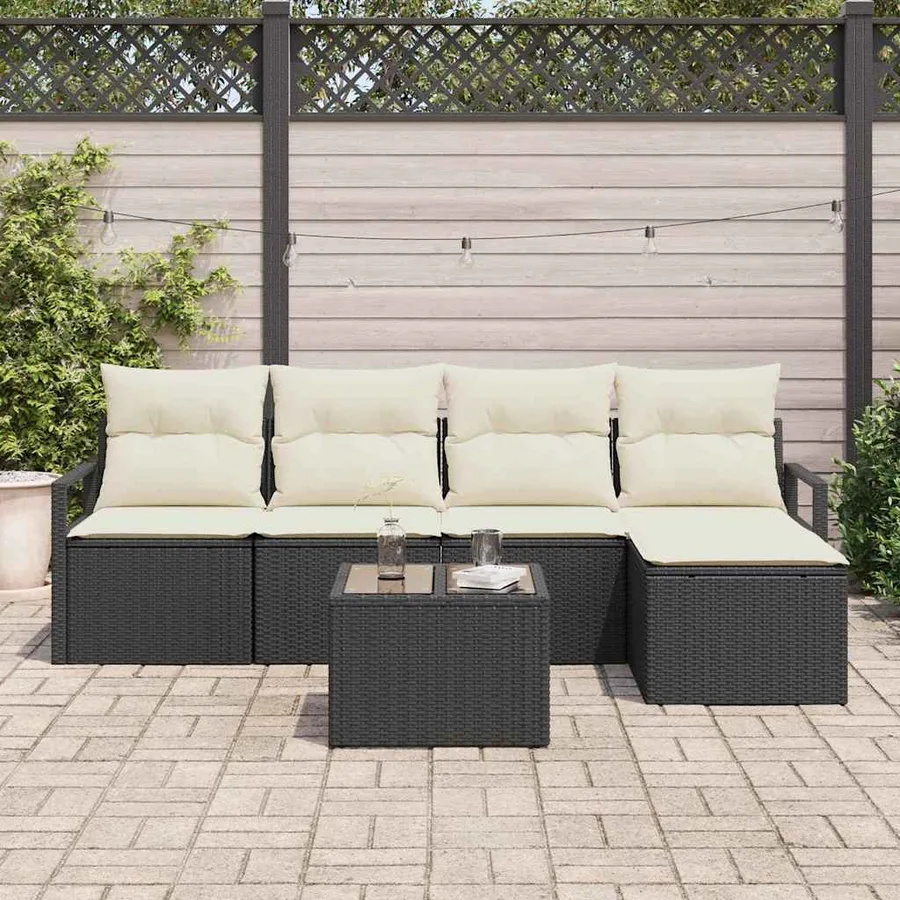 Ensemble de Canapés avec coussin 6 pcs Noir polyrotin - 3