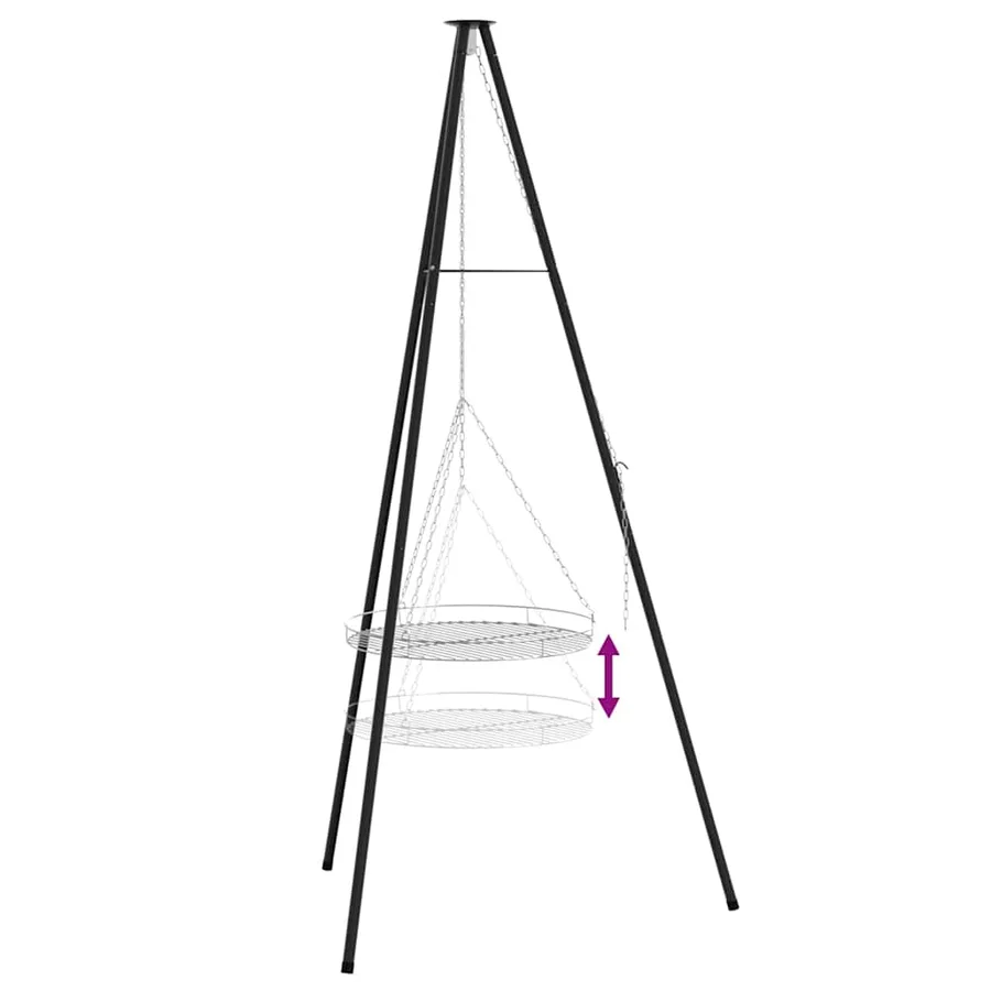 Trépied de Feu de Camp 2 pcs Noir Acier - 8