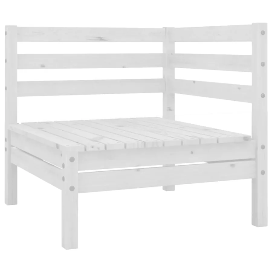 Salon de jardin 11 pcs Bois de pin massif Blanc - 4