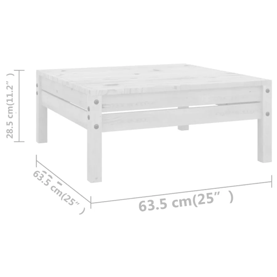 Salon de jardin 11 pcs Bois de pin massif Blanc - 8