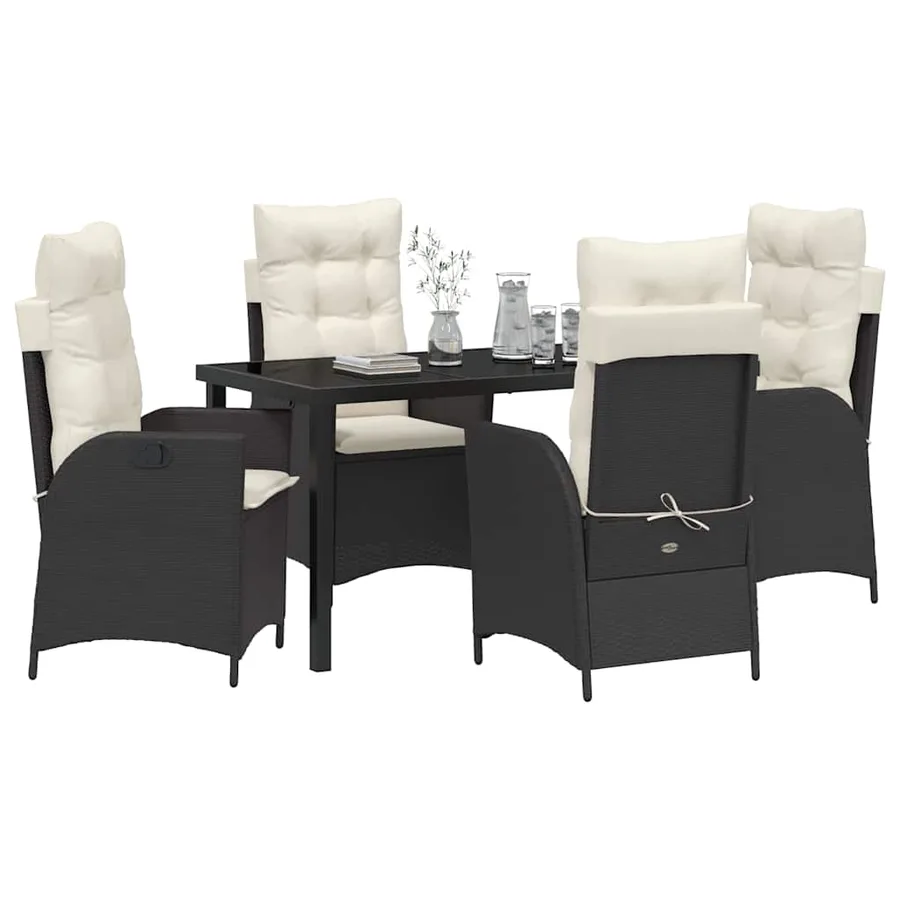 Ensemble de salle à manger pour jardin 5 pcs Noir polyrotin - 3