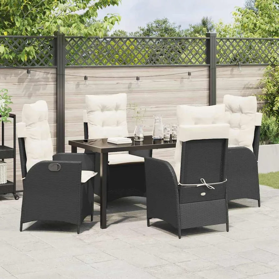 Ensemble de salle à manger pour jardin 5 pcs Noir polyrotin - 4