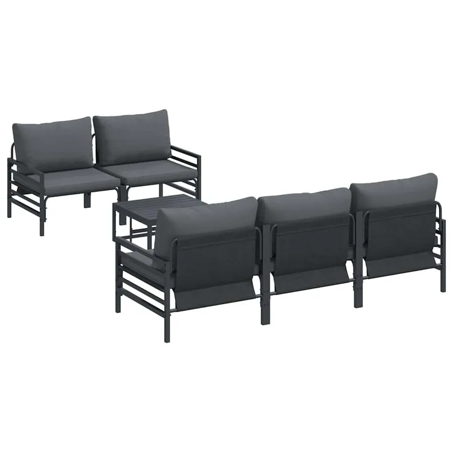 Ensemble de canapé de jardin avec coussin 6 pcs Noir Acier - 2