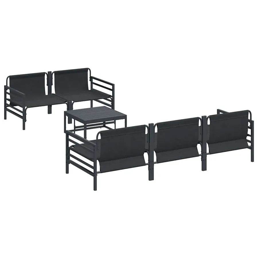 Ensemble de canapé de jardin avec coussin 6 pcs Noir Acier - 7