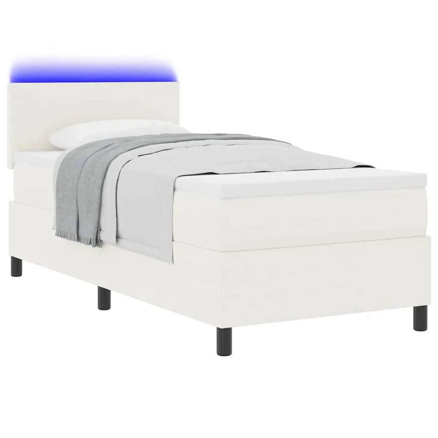Lit à ressort LED avec tête de lit Crème et Blanc 100 x 200 cm - 3