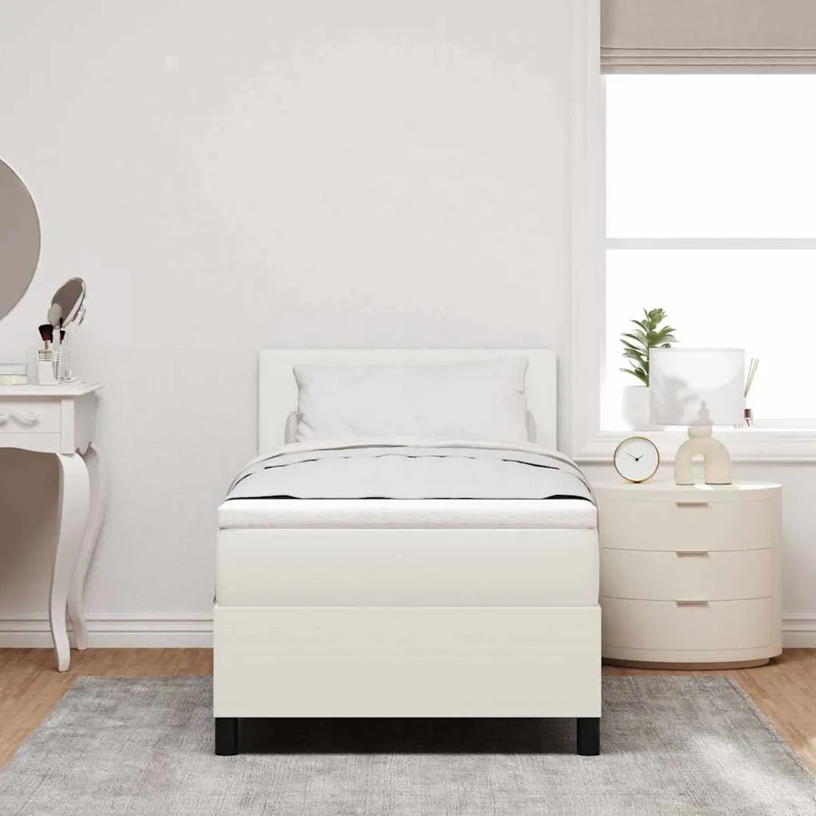 Lit à ressort LED avec tête de lit Crème et Blanc 100 x 200 cm - 4