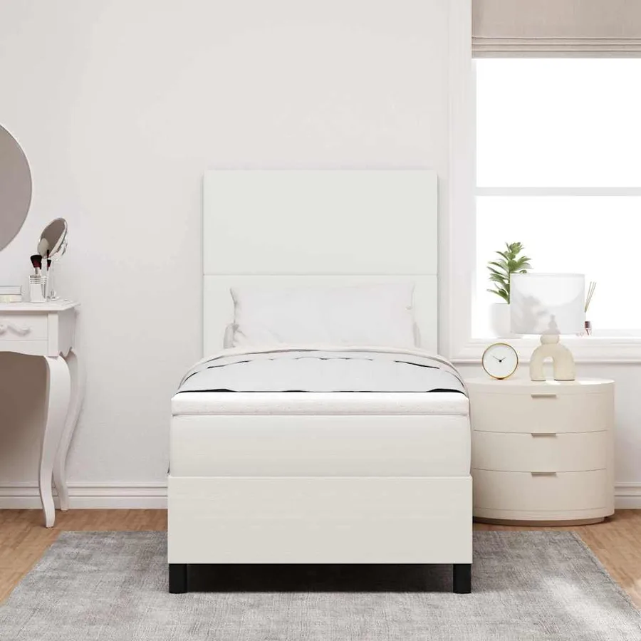 Lit à ressort LED avec tête de lit Crème et Blanc 100 x 200 cm - 4