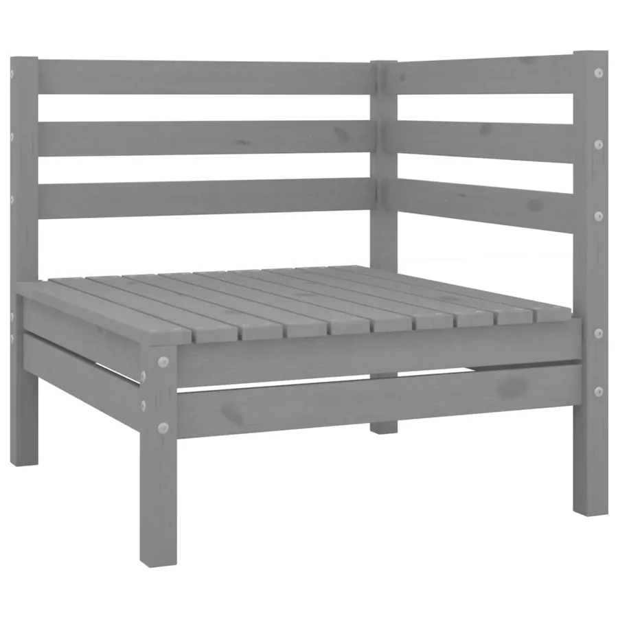 Salon de jardin 5 pcs Bois de pin massif Gris - 3