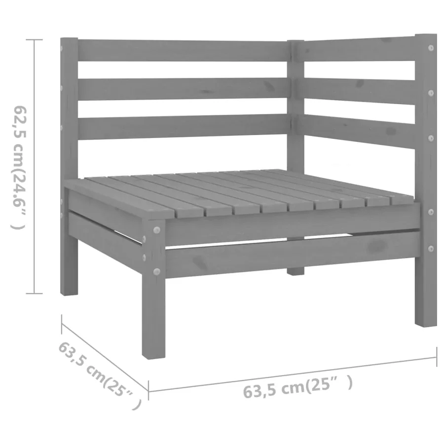 Salon de jardin 5 pcs Bois de pin massif Gris - 7