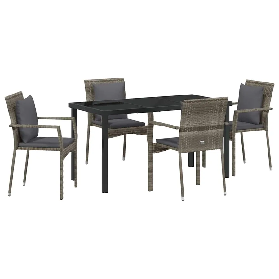 Ensemble de salle à manger pour jardin 5 pcs Gris polyrotin - 2