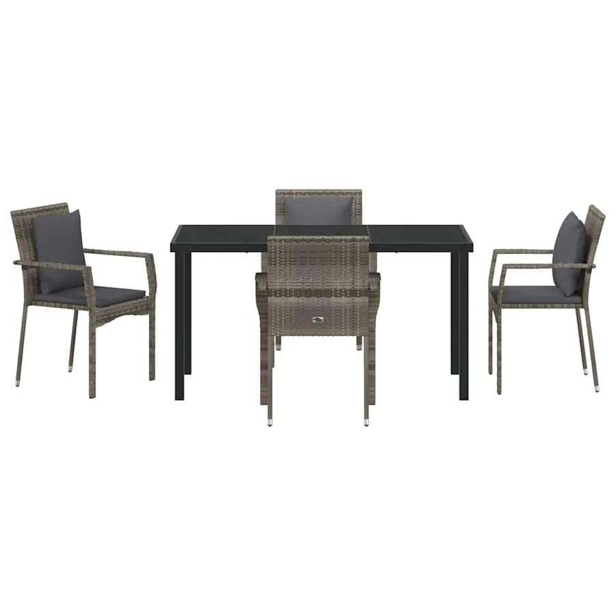 Ensemble de salle à manger pour jardin 5 pcs Gris polyrotin - 7