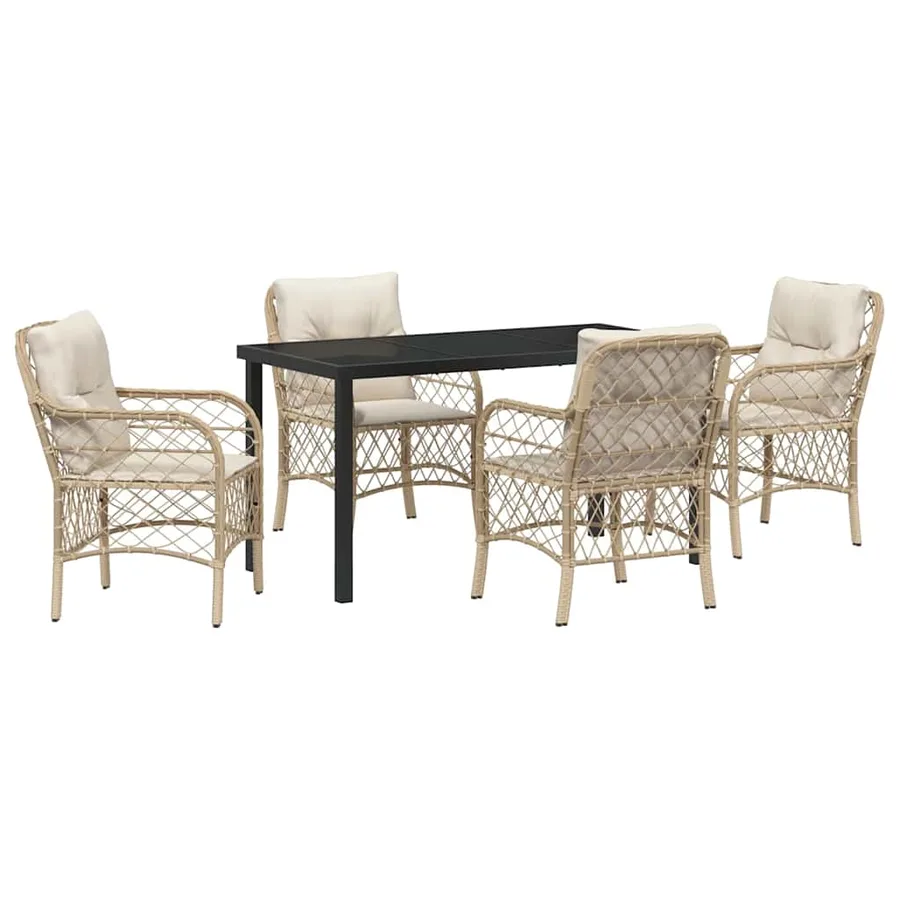 Ensemble de salle à manger pour jardin 5 pcs Beige polyrotin - 2