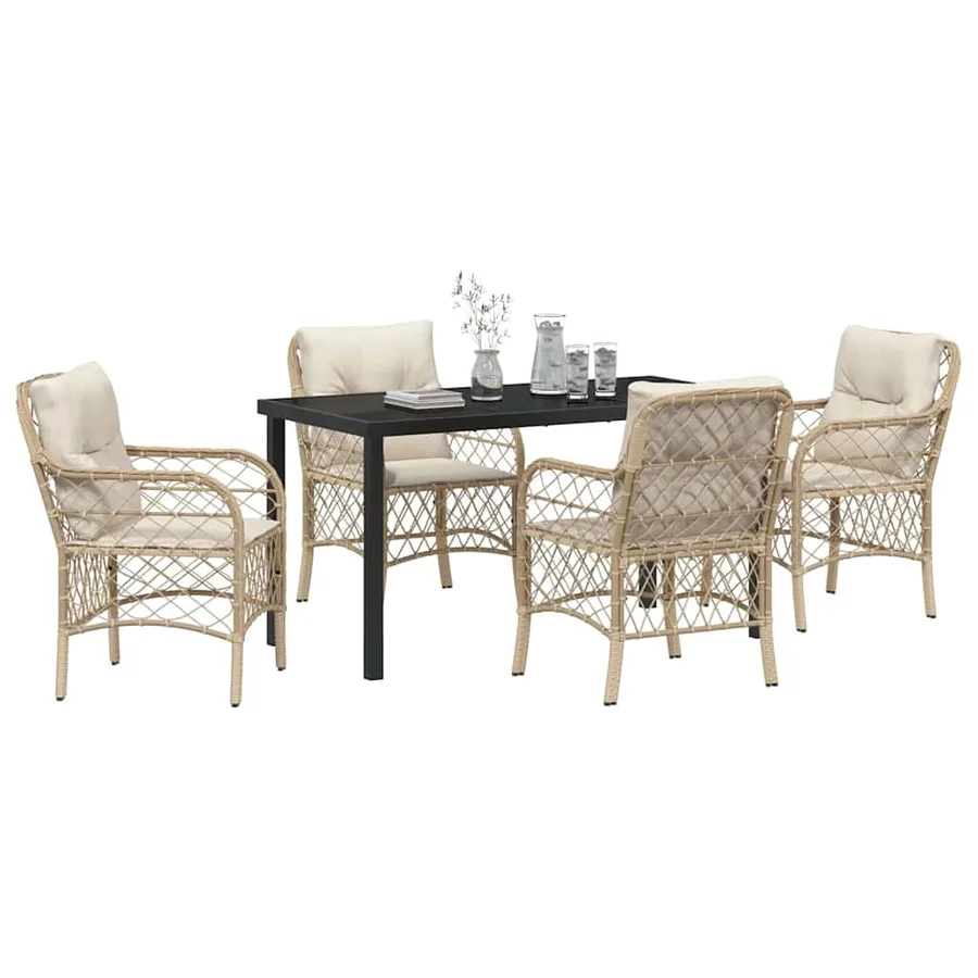 Ensemble de salle à manger pour jardin 5 pcs Beige polyrotin - 3